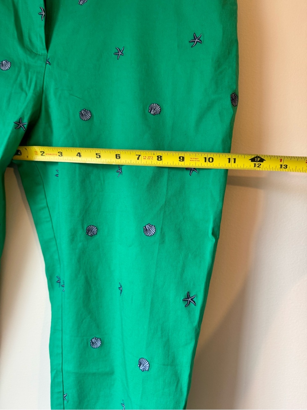 Talbots Green Embroidered Shell Motif Cropped Pants - Picture 12 of 16